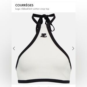 Courreges logo ribbed knit cotton crop top